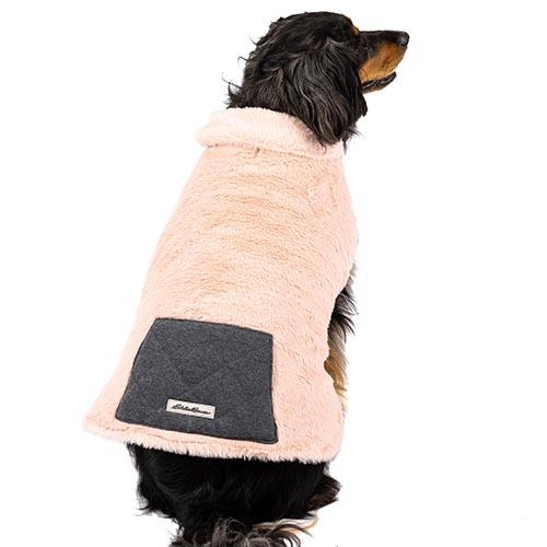 Petrageous Eddie Bauer Laurel Faux Fur Reversible Dog Jacket, Pink/Gray