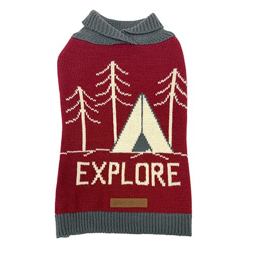 Petrageous Eddie Bauer Camping Shawl Dog Sweater, Red, X-Large