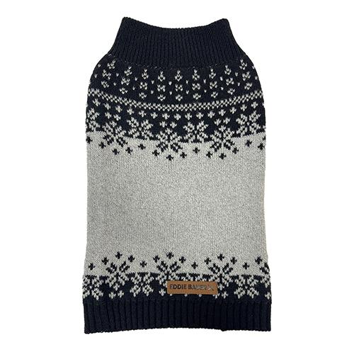 Petrageous Eddie Bauer Whitman Fair Isle Dog Sweater, Gray/Black, Medium