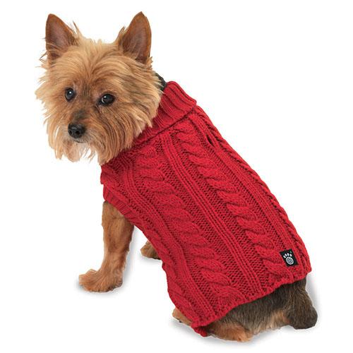 Petrageous Marley's Cable Dog Sweater, Red, X-Large