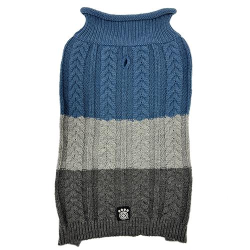 Petrageous Colorblock Cable Rollneck Dog Sweater, Blue/Gray, Medium