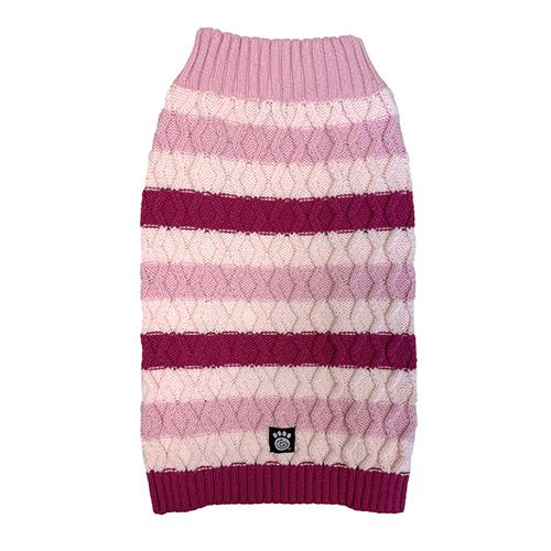 Petrageous Striped Crewneck Dog Sweater, Pink, X-Small