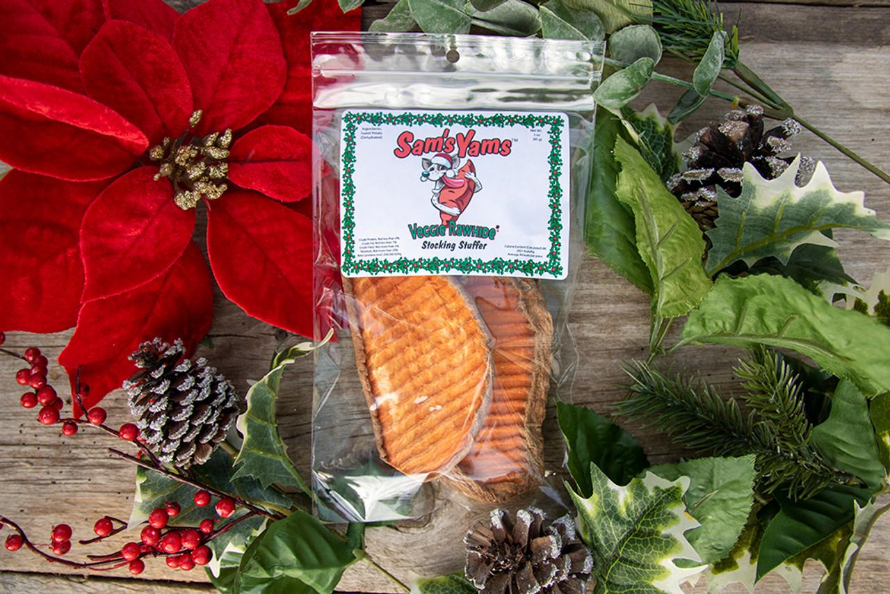 Sam's Yams Stocking Stuffers Veggie Rawhide Dog Treats, 3-oz