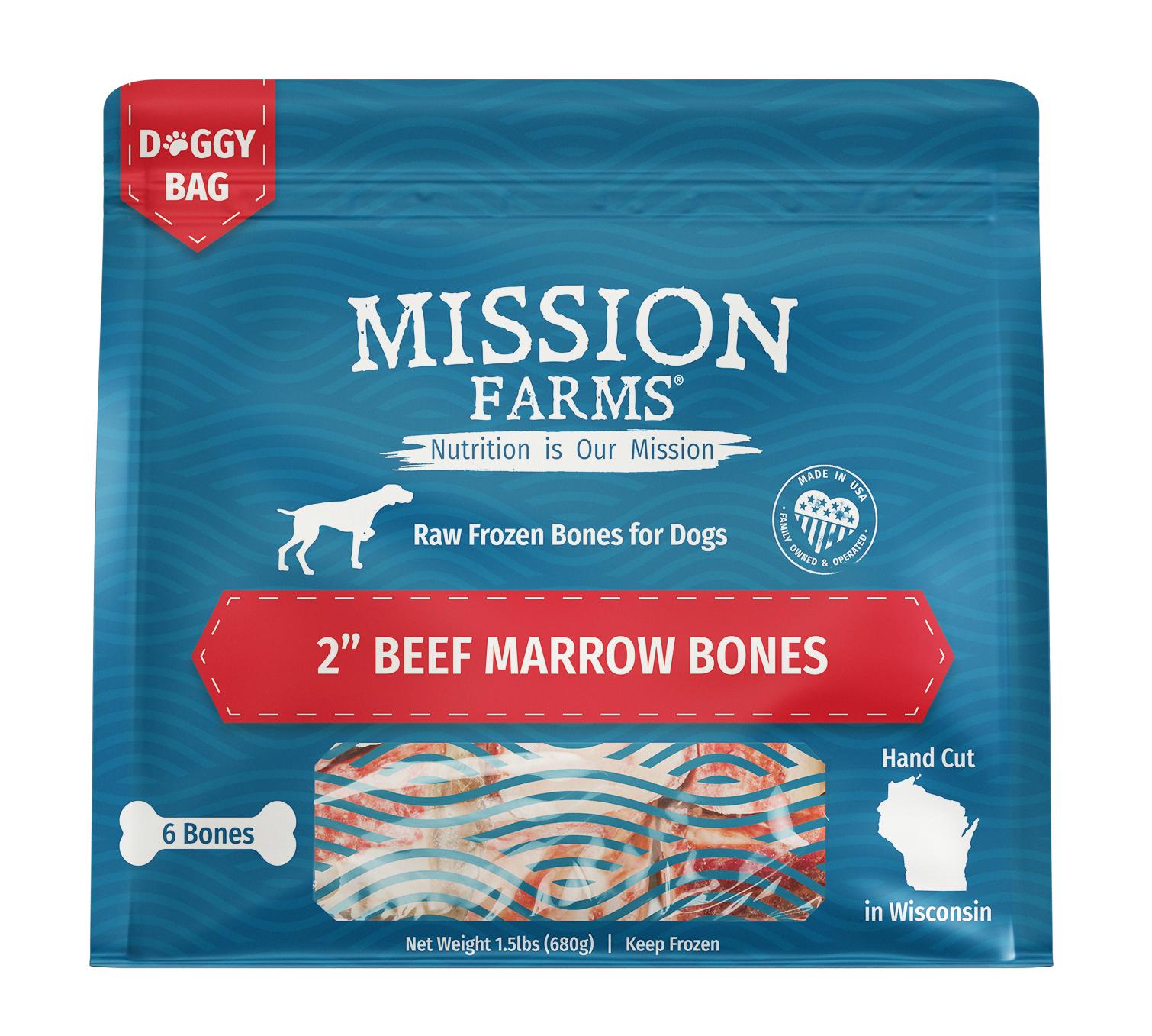 Mission Farms Beef Marrow Bones Dog Treats, 2-in, 6-pk