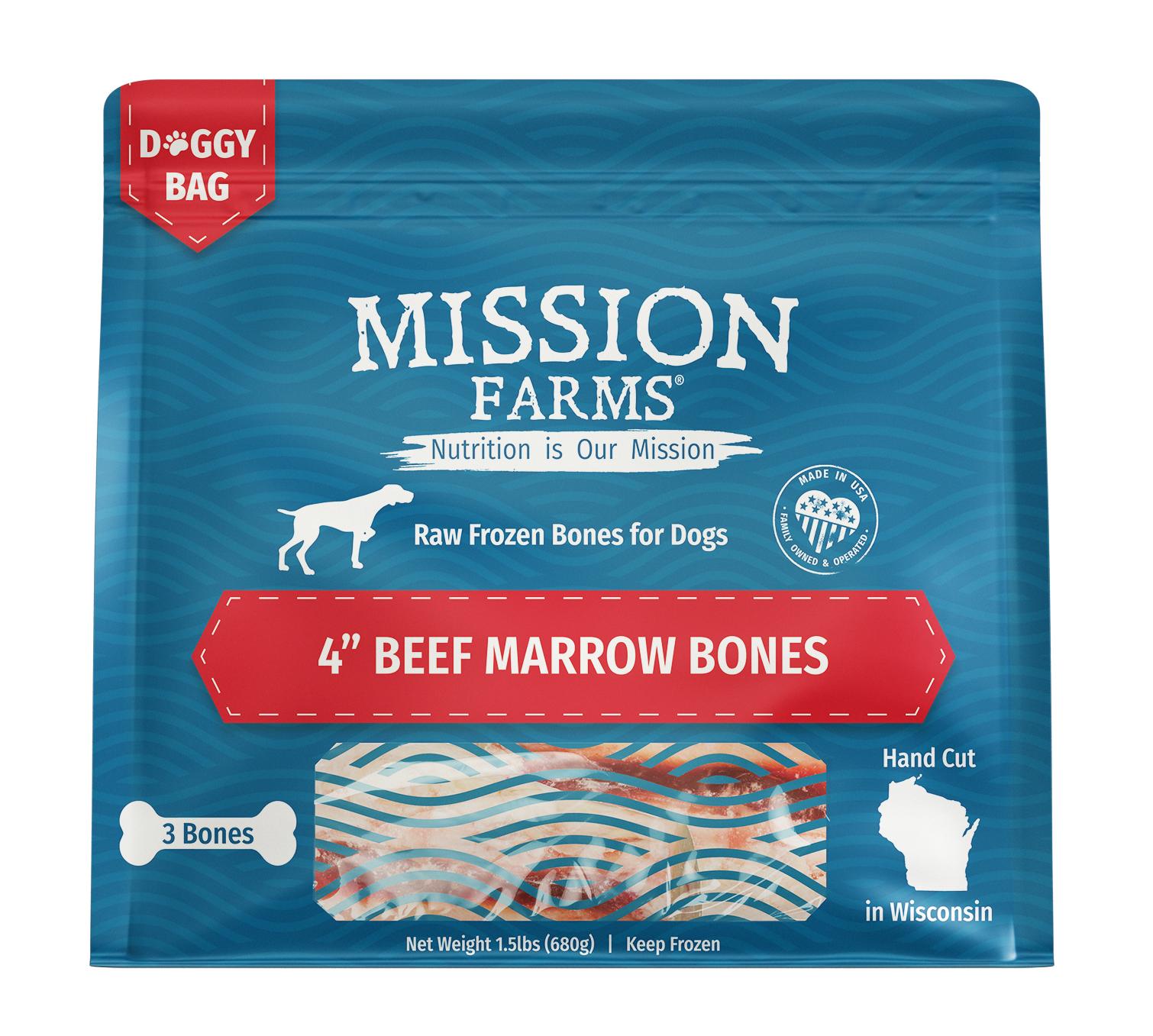 Mission Farms Beef Marrow Bones Dog Treats, 4-in