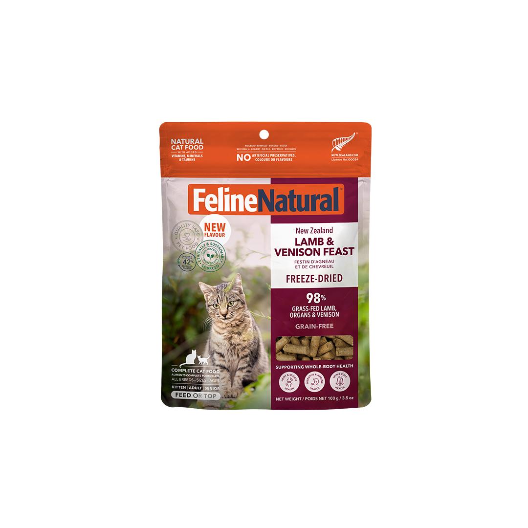Feline Natural New Zealand Lamb & Venison Feast Grain-Free Freeze-Dried Cat Food, 3.5-oz