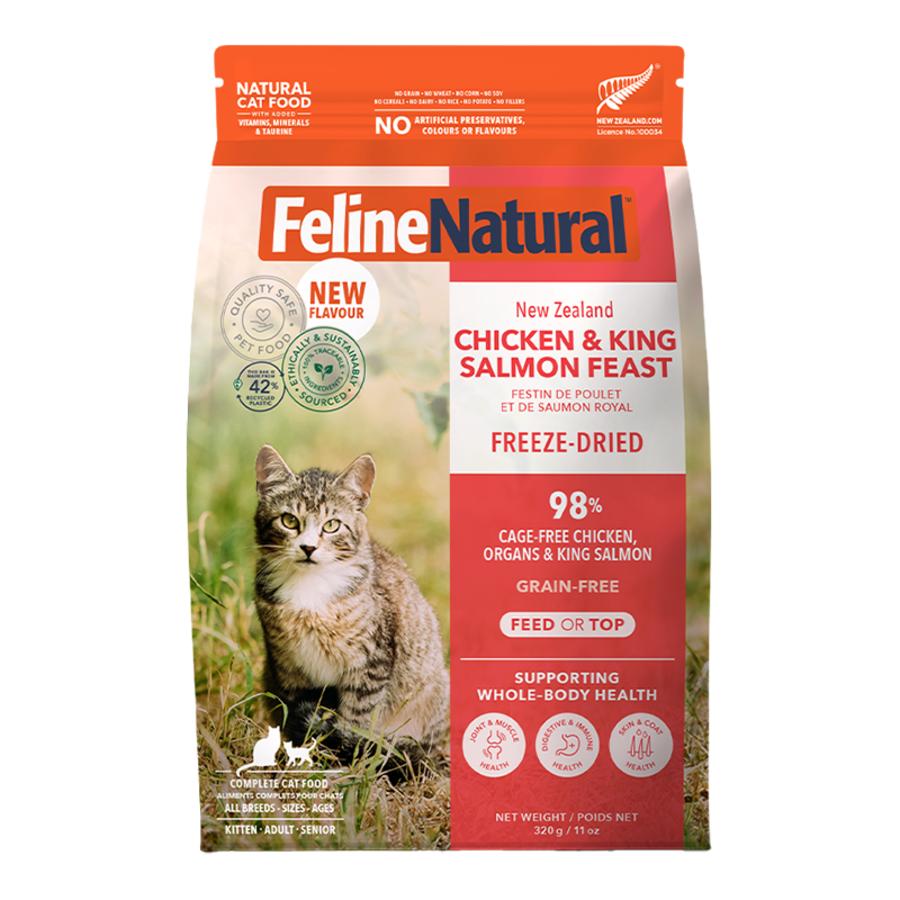 Feline Natural New Zealand Chicken & King Salmon Feast Grain-Free Freeze-Dried Cat Food, 11-oz