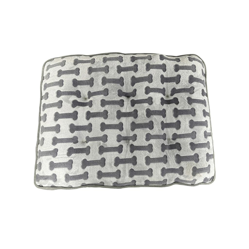 Ethical Spot Sleep Zone Luxe Bone Print Pillow Dog Bed, Light Gray, 32-in