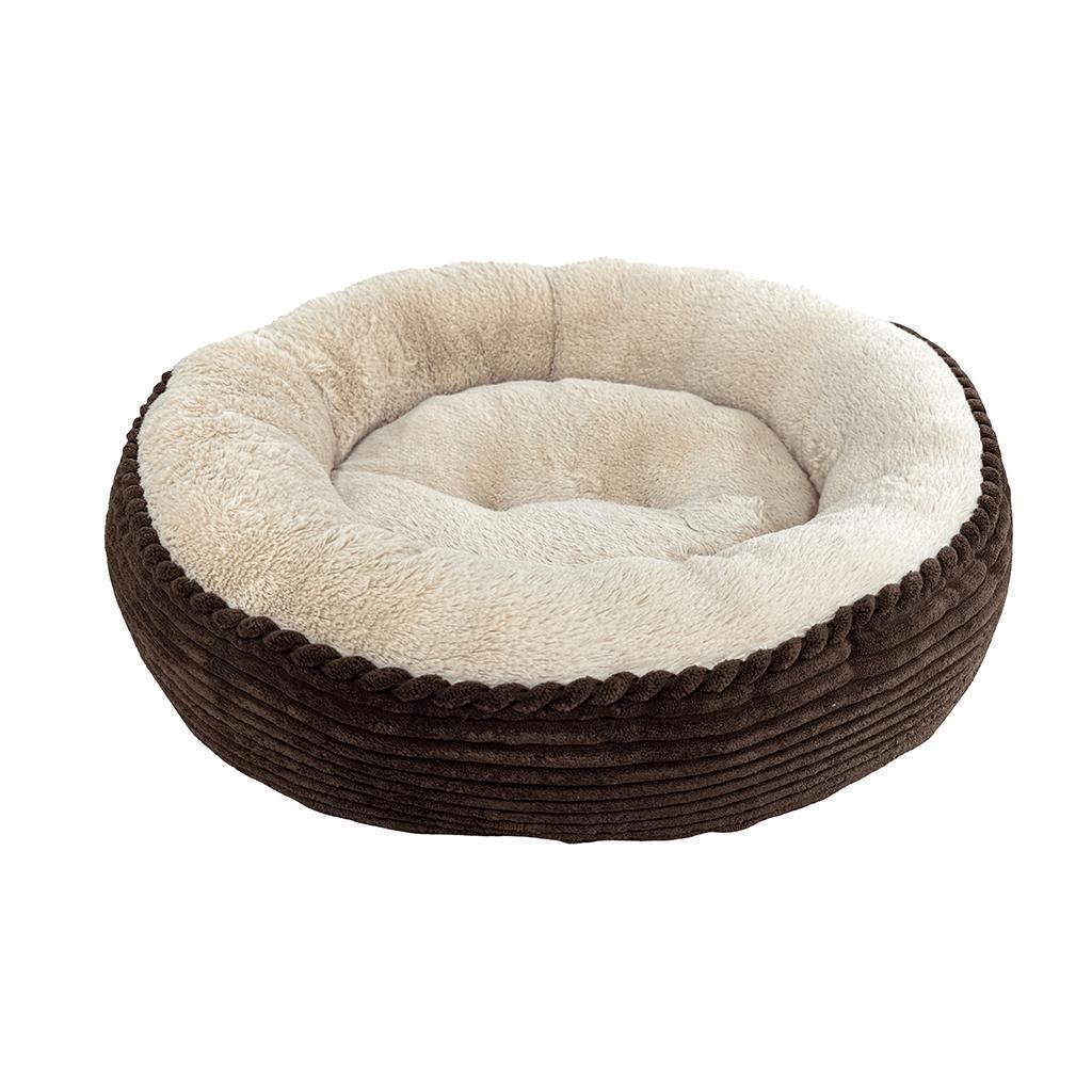 Ethical Spot Sleep Zone Luxe Round Rib Corduroy Dog Bed, Chocolate, 23-in