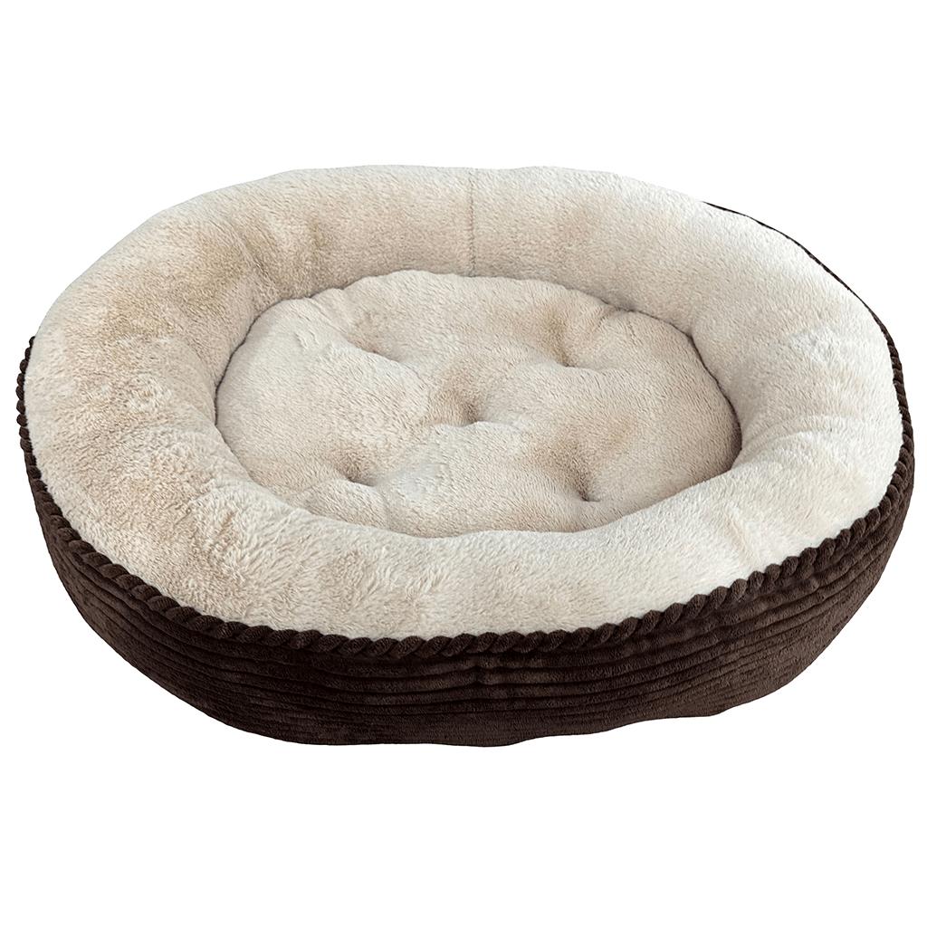 Ethical Spot Sleep Zone Luxe Round Rib Corduroy Dog Bed, Chocolate, 36-in