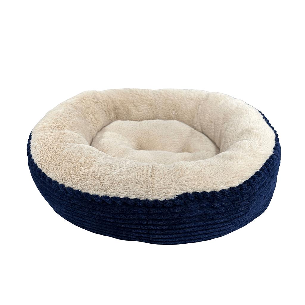 Ethical Spot Sleep Zone Luxe Round Rib Corduroy Dog Bed, Navy