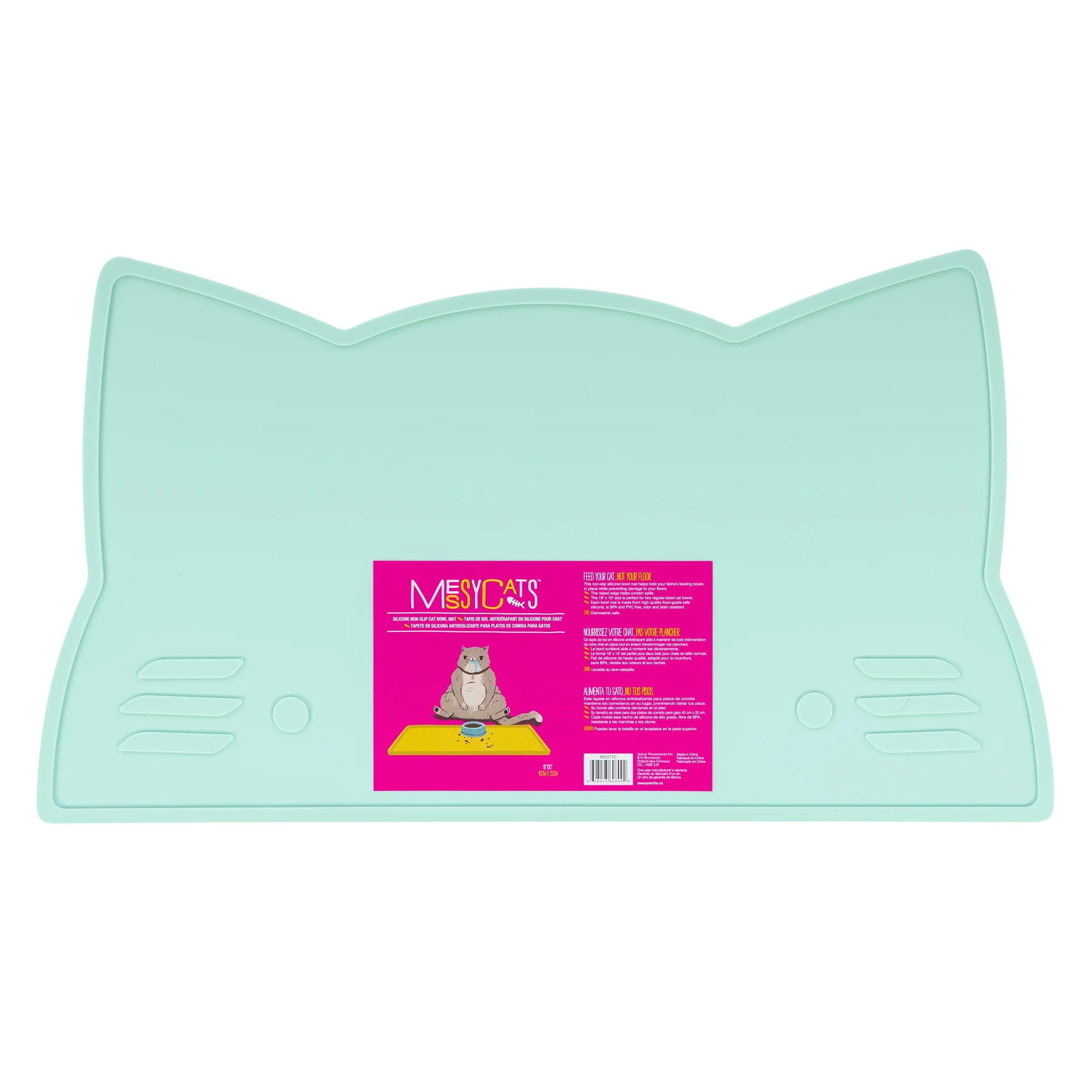 Messy Mutts Silicone Non-Slip Cat Bowl Mat, Mint