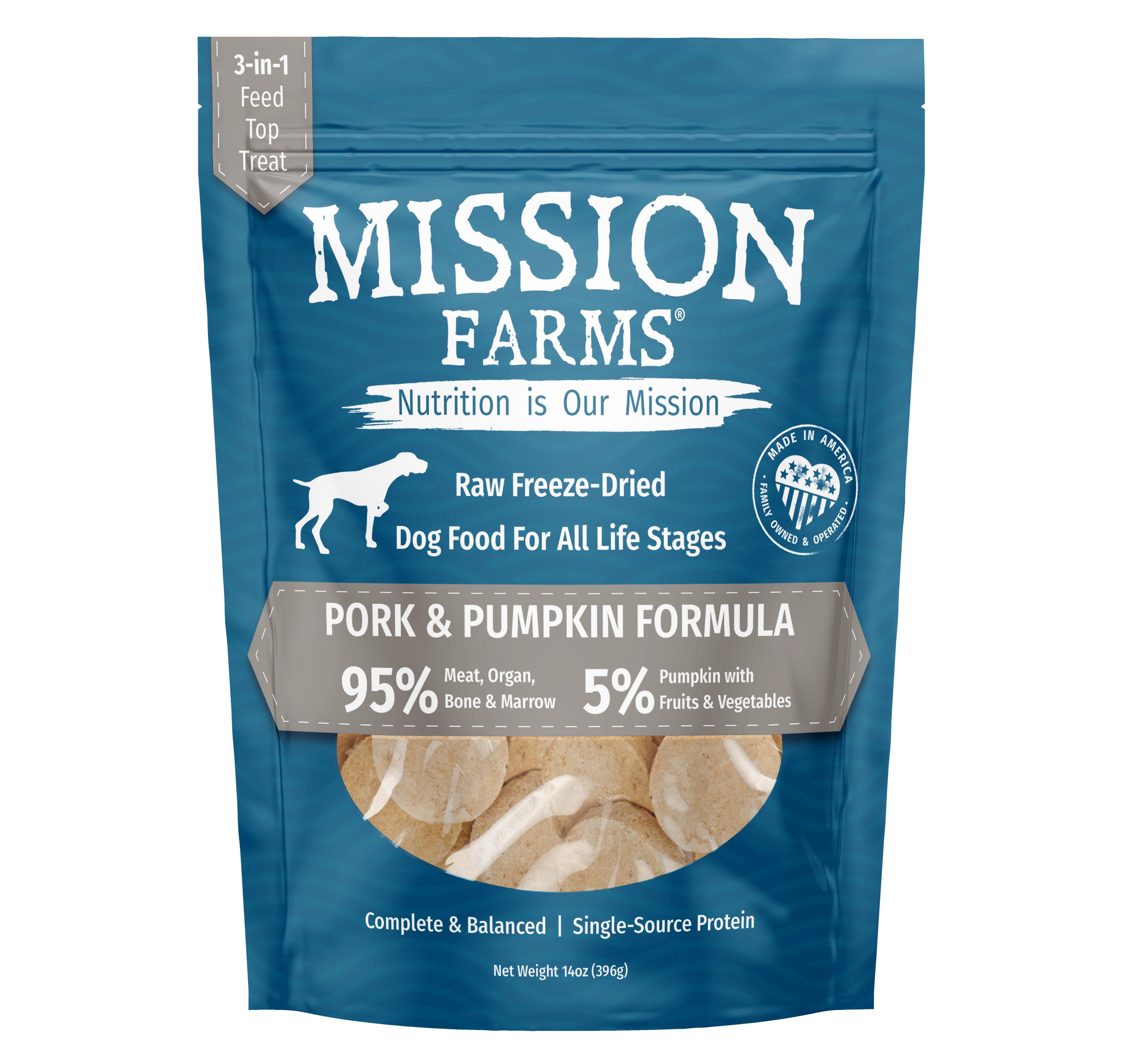 Mission Farms Pork & Pumpkin Freeze-Dried Dog Food, 14-oz