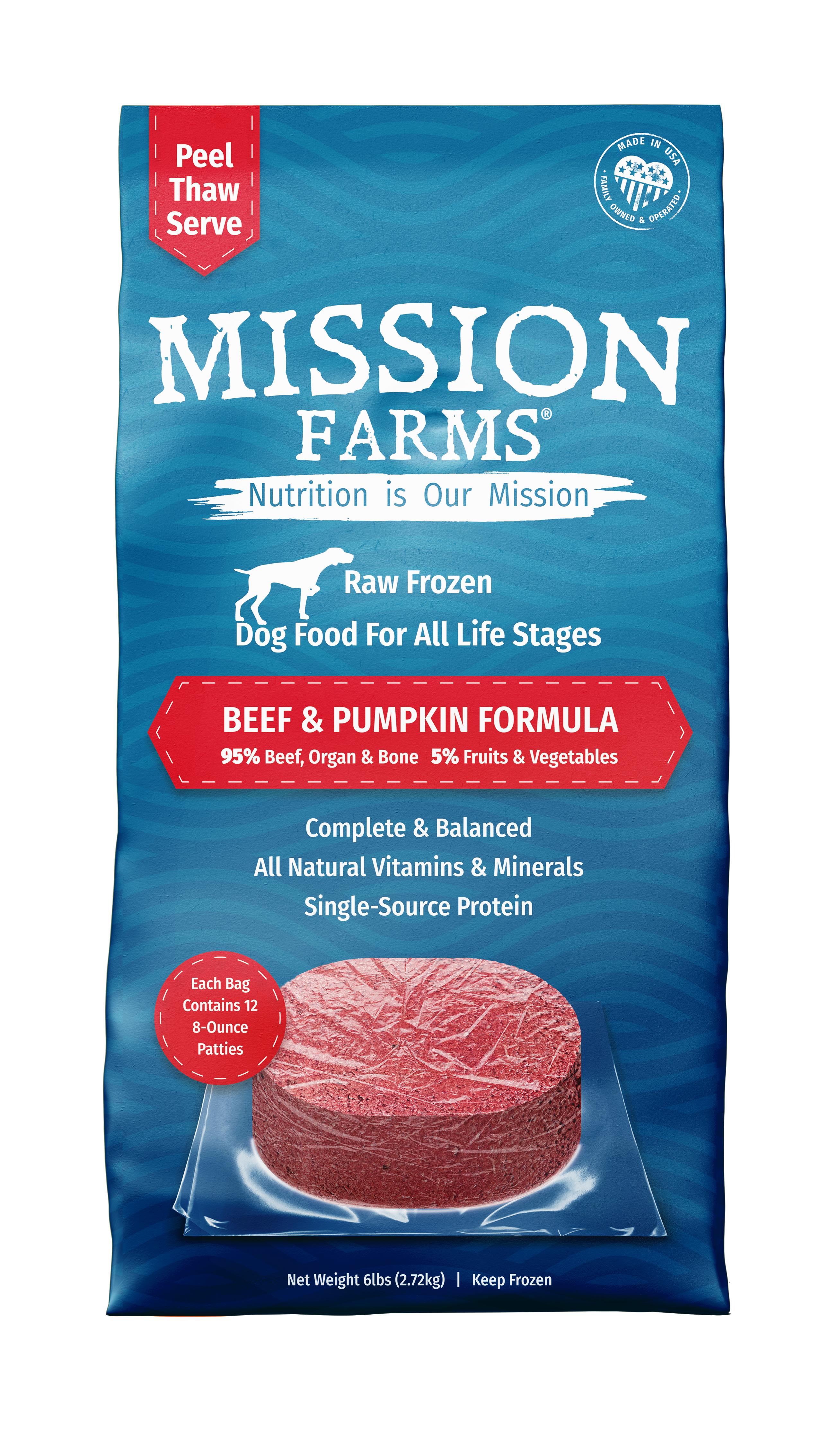 Mission Farms Beef & Pumpkin Raw Frozen Dog Food