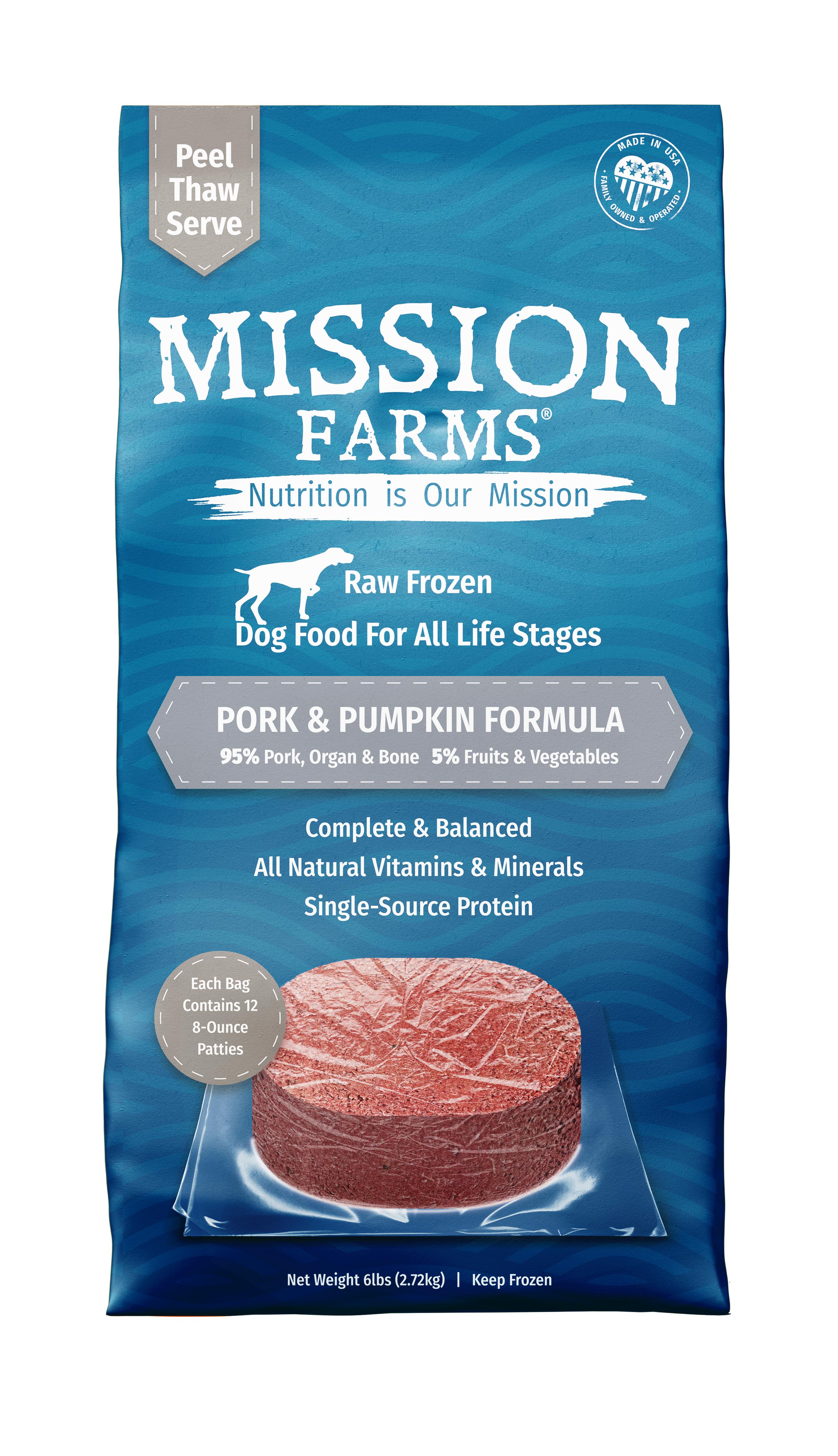 Mission Farms Pork & Pumpkin Raw Frozen Dog Food, 6-lb