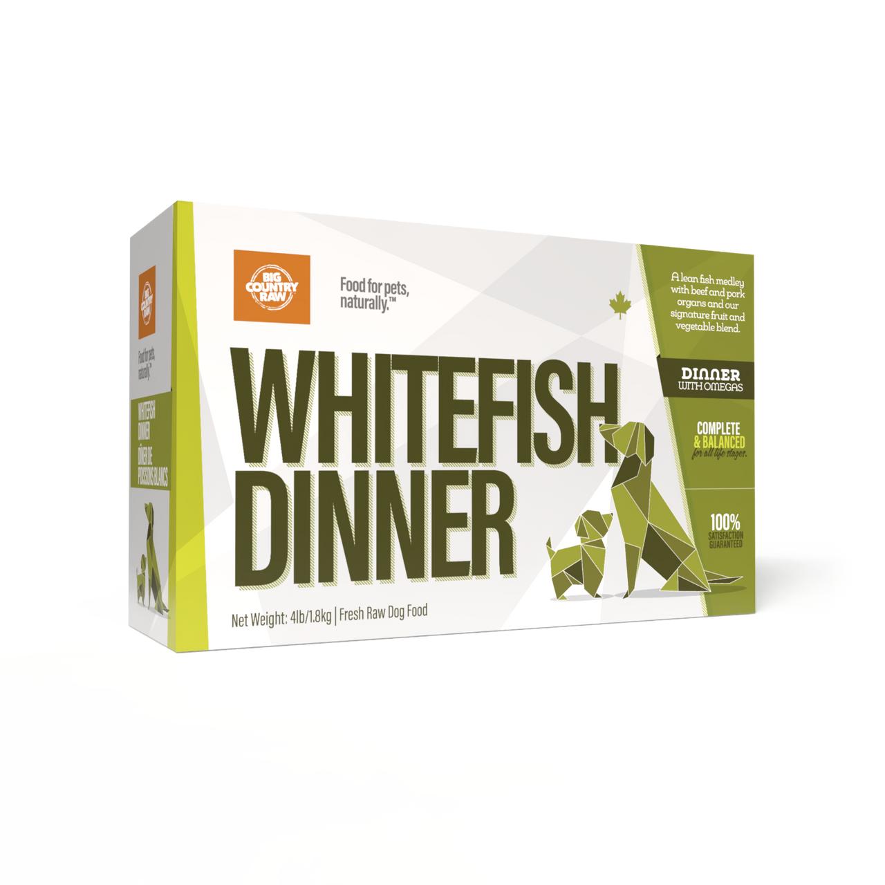 Big Country Raw White Fish Dinner Frozen Dog Food Carton, 4-lb