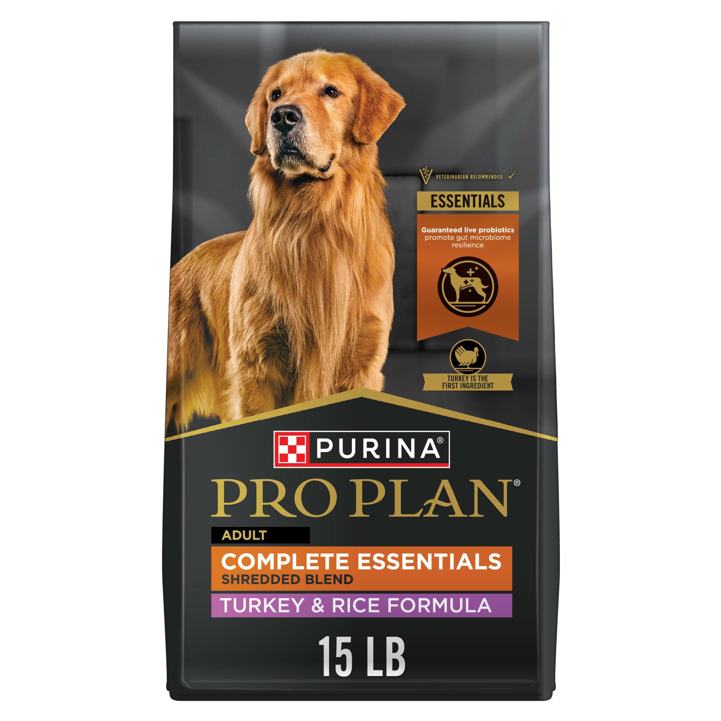 Purina Pro Plan Complete Essentials Shredded Blend Turkey & Rice Adult Dry Dog Food, 15-lb