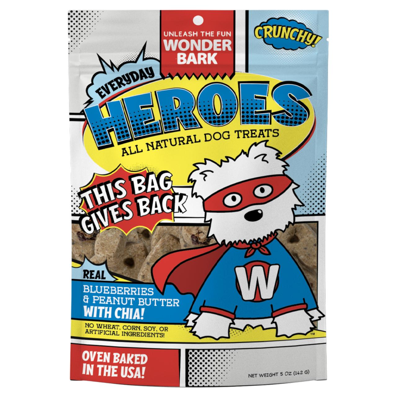 Wonder Bark Heroes Blueberries & Peanut Butter Dog Treats, 5-oz