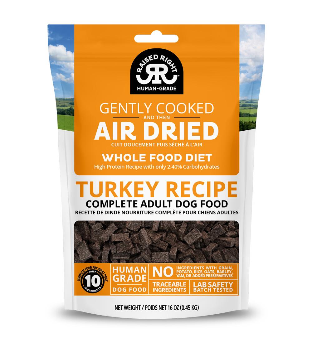 Raised Right Original Turkey Recipe Adult Air-Dried Dog Food, 1-lb