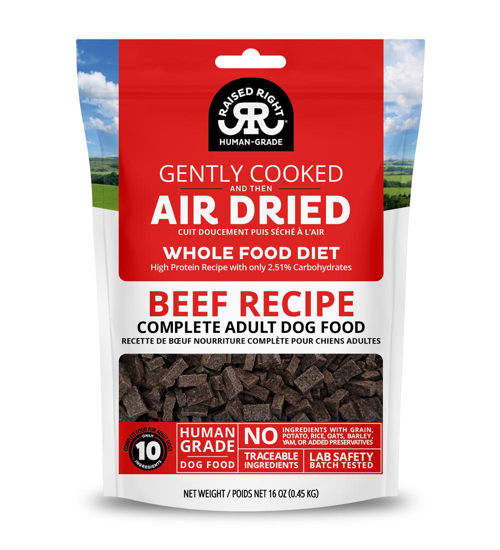 Raised Right Original Beef Recipe Adult Air-Dried Dog Food, 1-lb