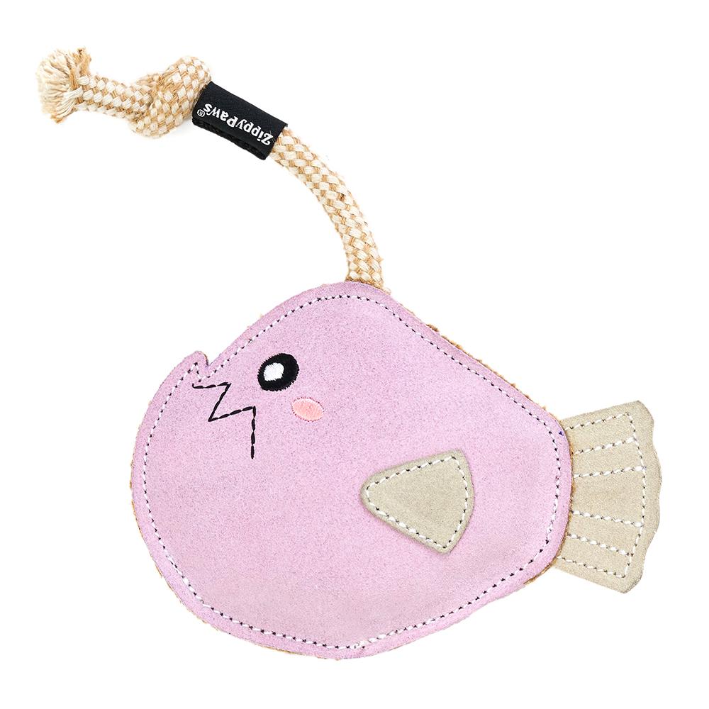 ZippyPaws ecoZippy Suede & Rope Buddies Angler Fish Dog Toy, 11 x 7 x 1-in
