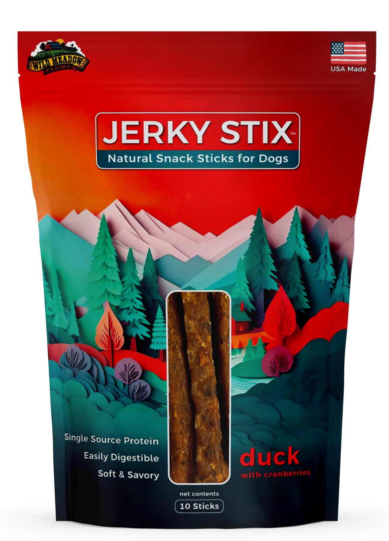 Wild Meadow Farms Jerky Stix Duck with Cranberries Dog Treats, 10-pk