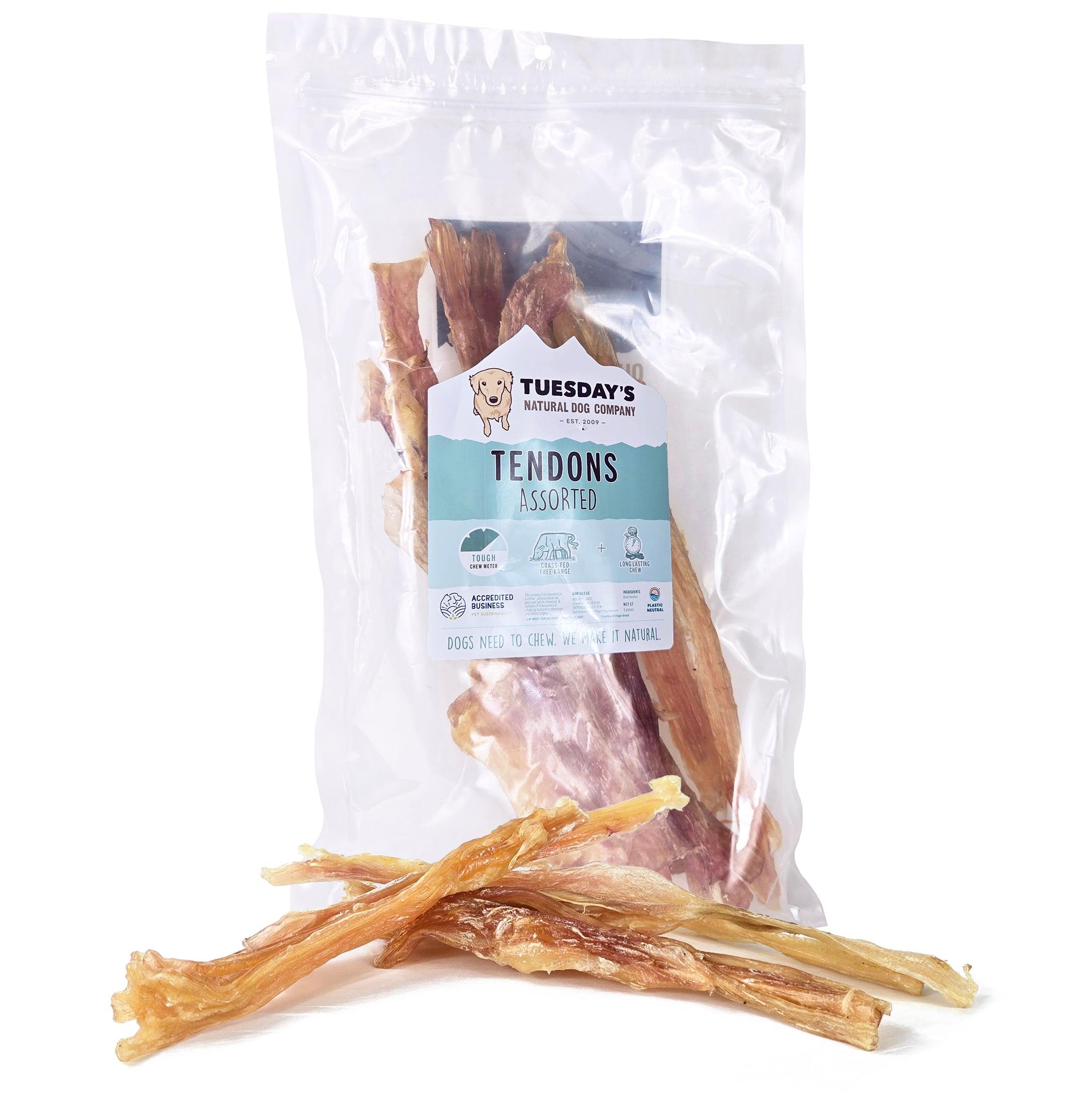 Tuesday's Natural Dog Company Extra Large Assorted Beef Tendons Dog Treats