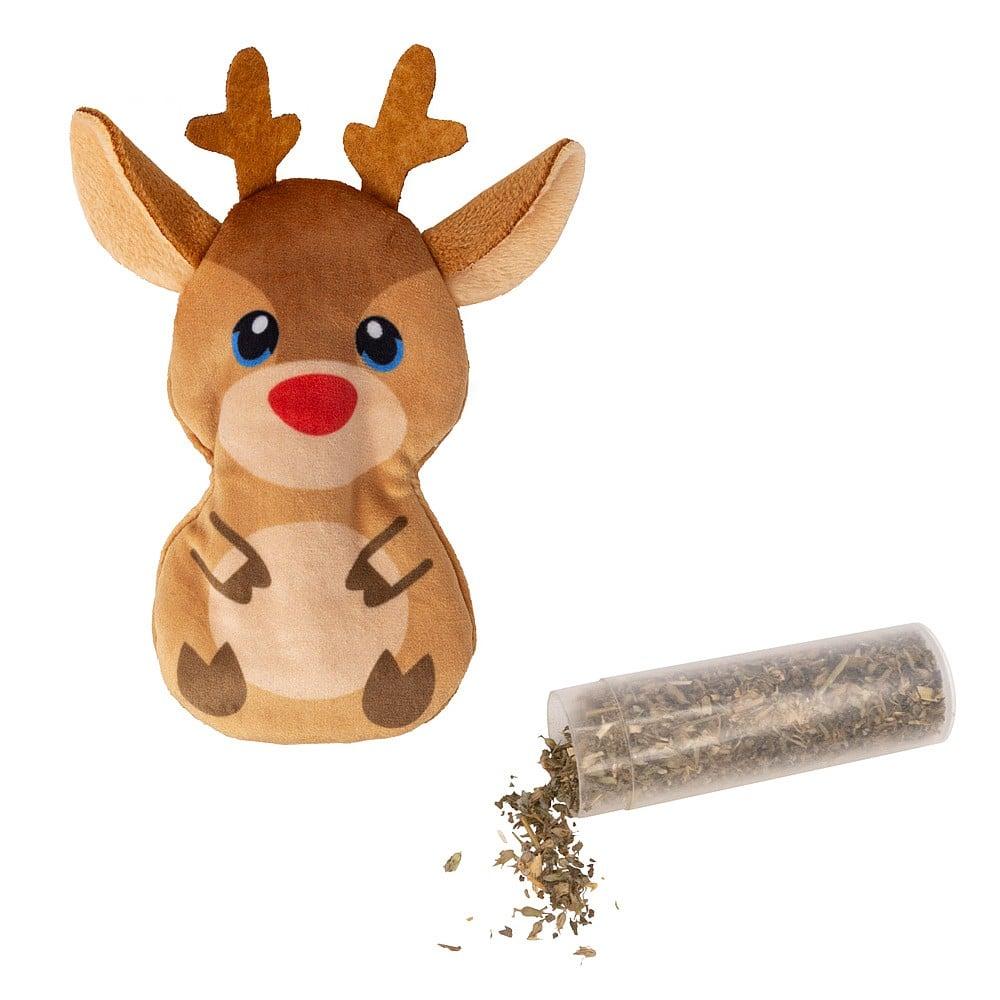 KONG Holiday Refillables Reindeer Cat Toy, Brown