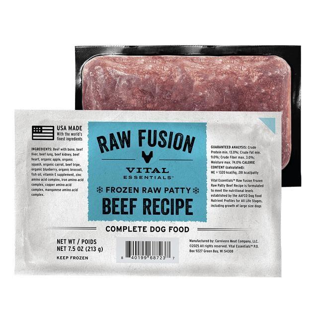 Vital Essentials Raw Fusion Beef Patties Frozen Dog Food