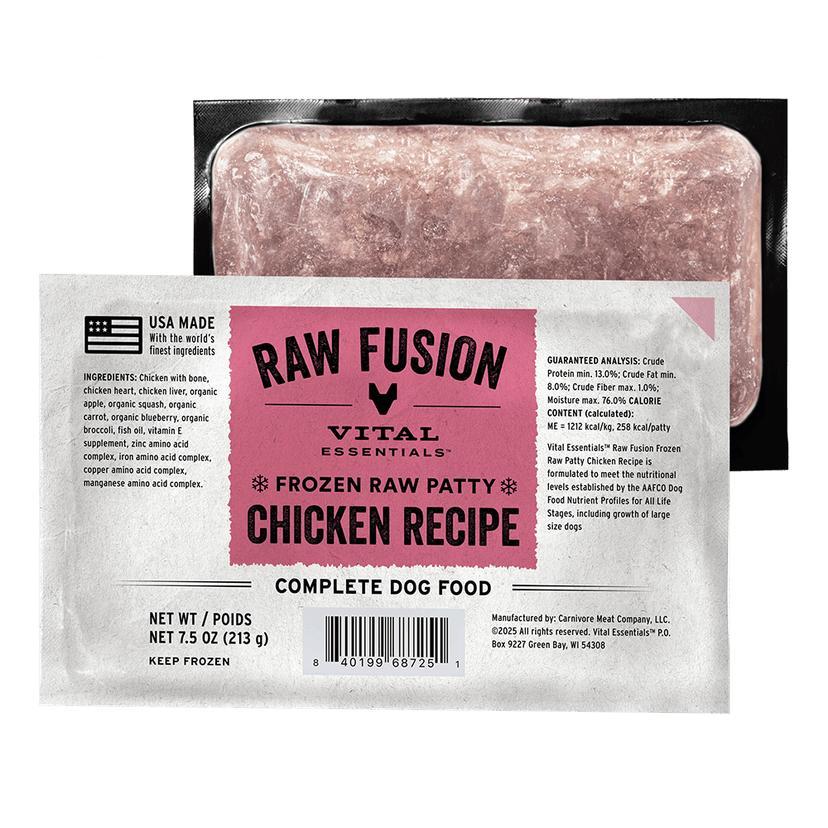 Vital Essentials Raw Fusion Chicken Patties Frozen Dog Food