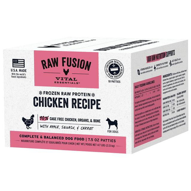 Vital Essentials Raw Fusion Chicken Patties Frozen Dog Food, 4.7-lb