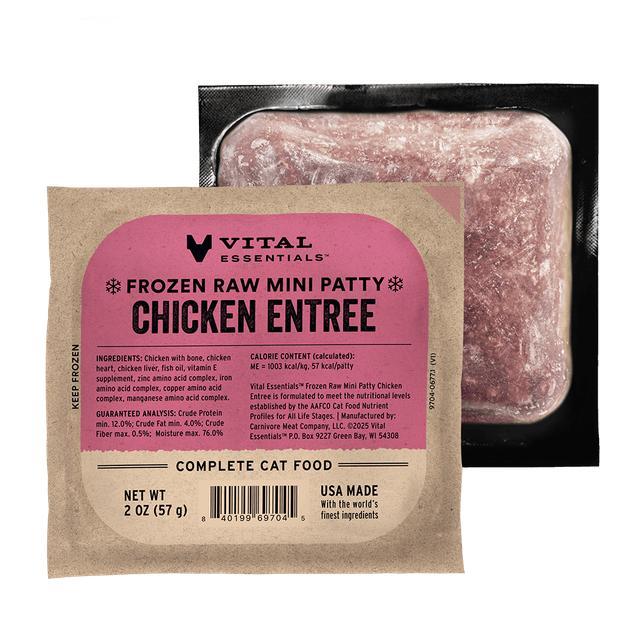 Vital Essentials Chicken Entree Mini Patties Frozen Cat Food