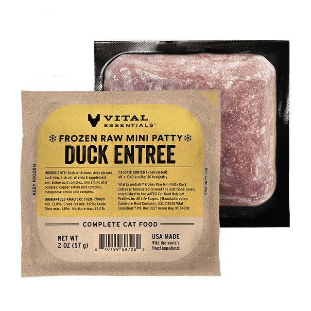 Vital Essentials Duck Entree Mini Patties Frozen Cat Food