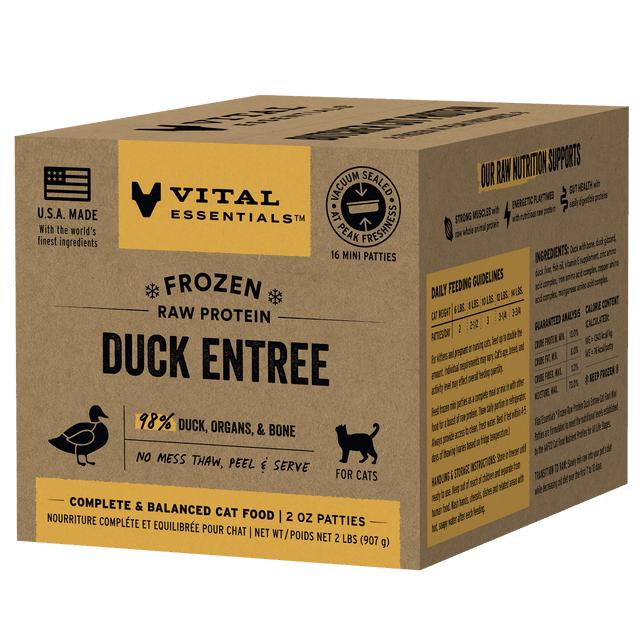 Vital Essentials Duck Entree Mini Patties Frozen Cat Food, 2-lb