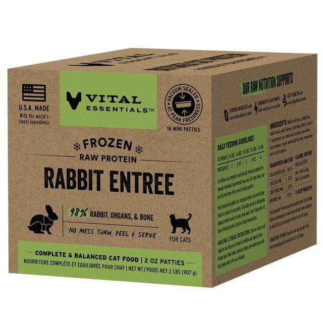 Vital Essentials Rabbit Entree Mini Patties Frozen Cat Food, 2-lb
