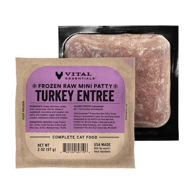 Vital Essentials Turkey Entree Mini Patties Frozen Cat Food
