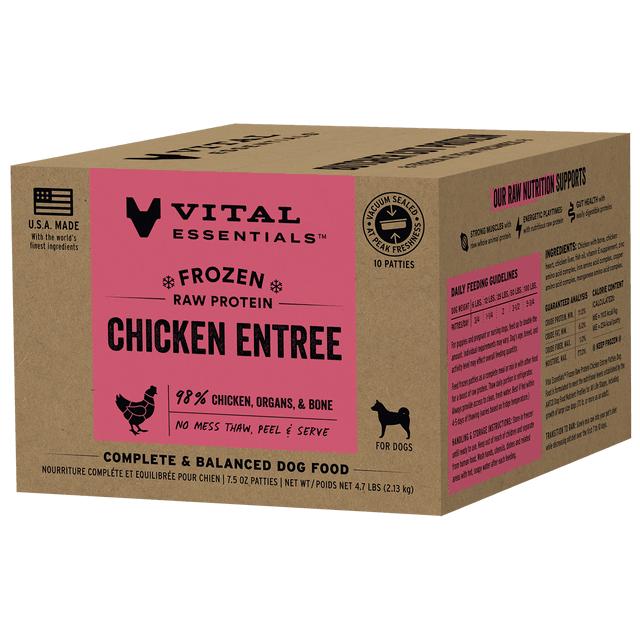 Vital Essentials Chicken Entree Patties Frozen Dog Food, 4.7-lb