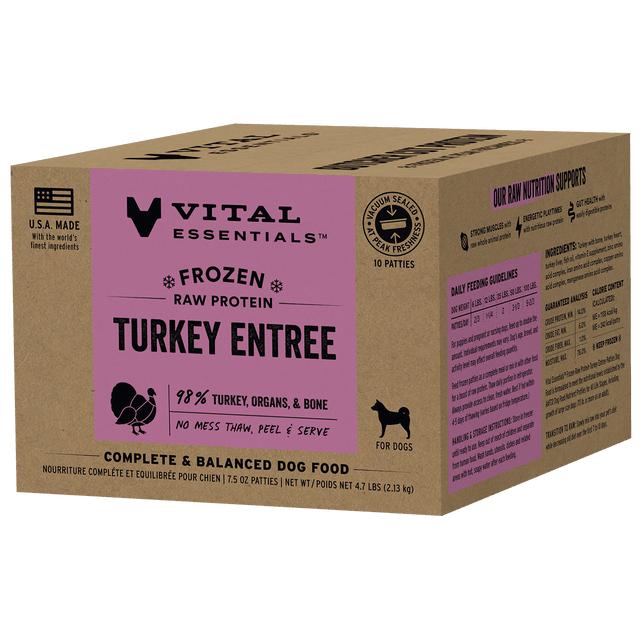 Vital Essentials Turkey Entree Patties Frozen Dog Food, 4.7-lb