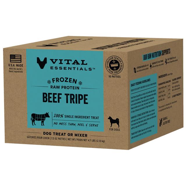 Vital Essentials Beef Tripe Patties Frozen Dog Treats, 4.7-lb