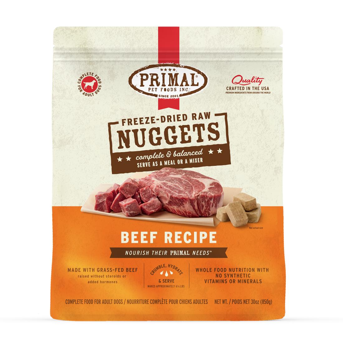 Primal Raw Beef Nuggets Freeze-Dried Raw Dog Food, 30-oz