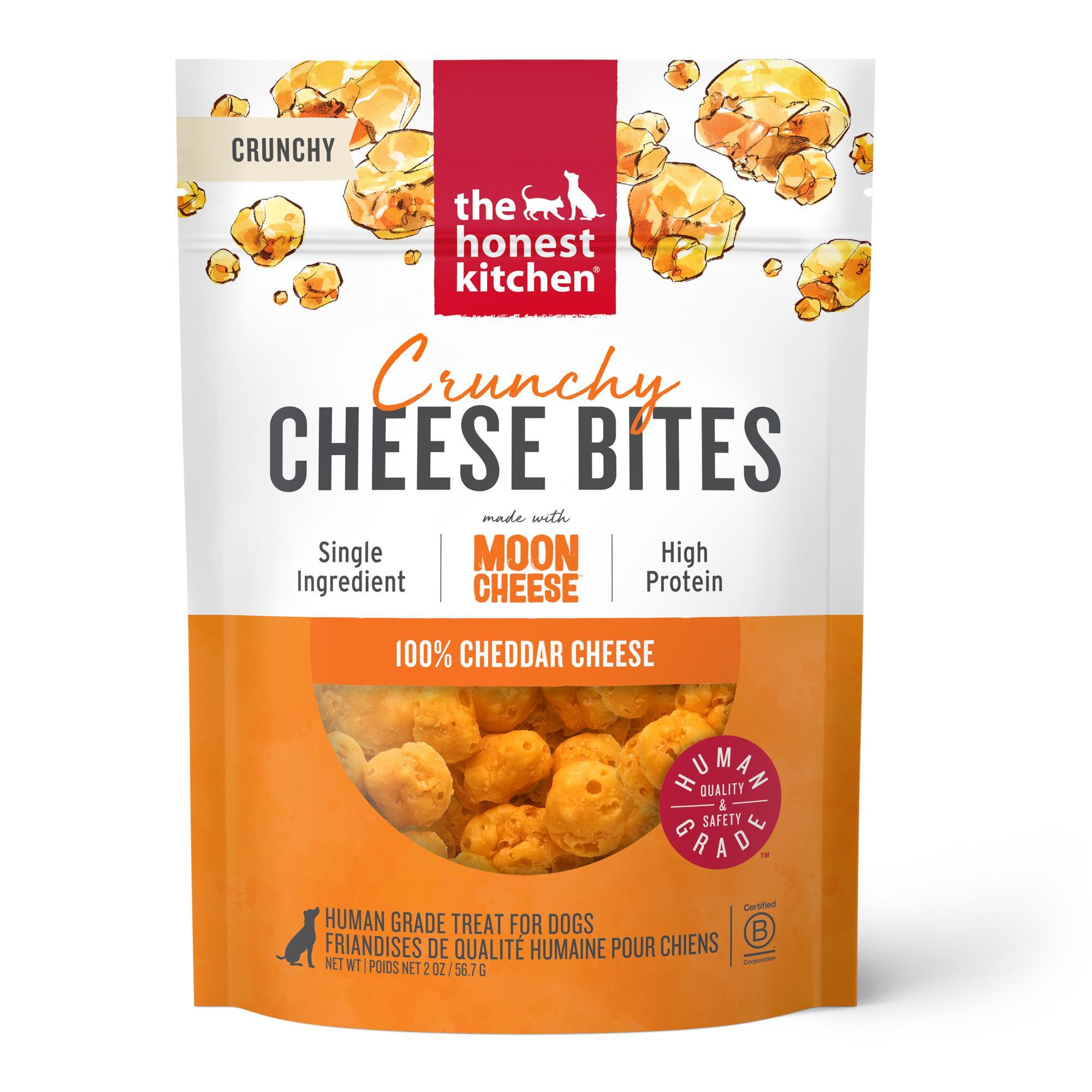 The Honest Kitchen Crunchy Cheese Bites Moon Cheese 100% Cheddar Cheese Dog Treats, 2-oz