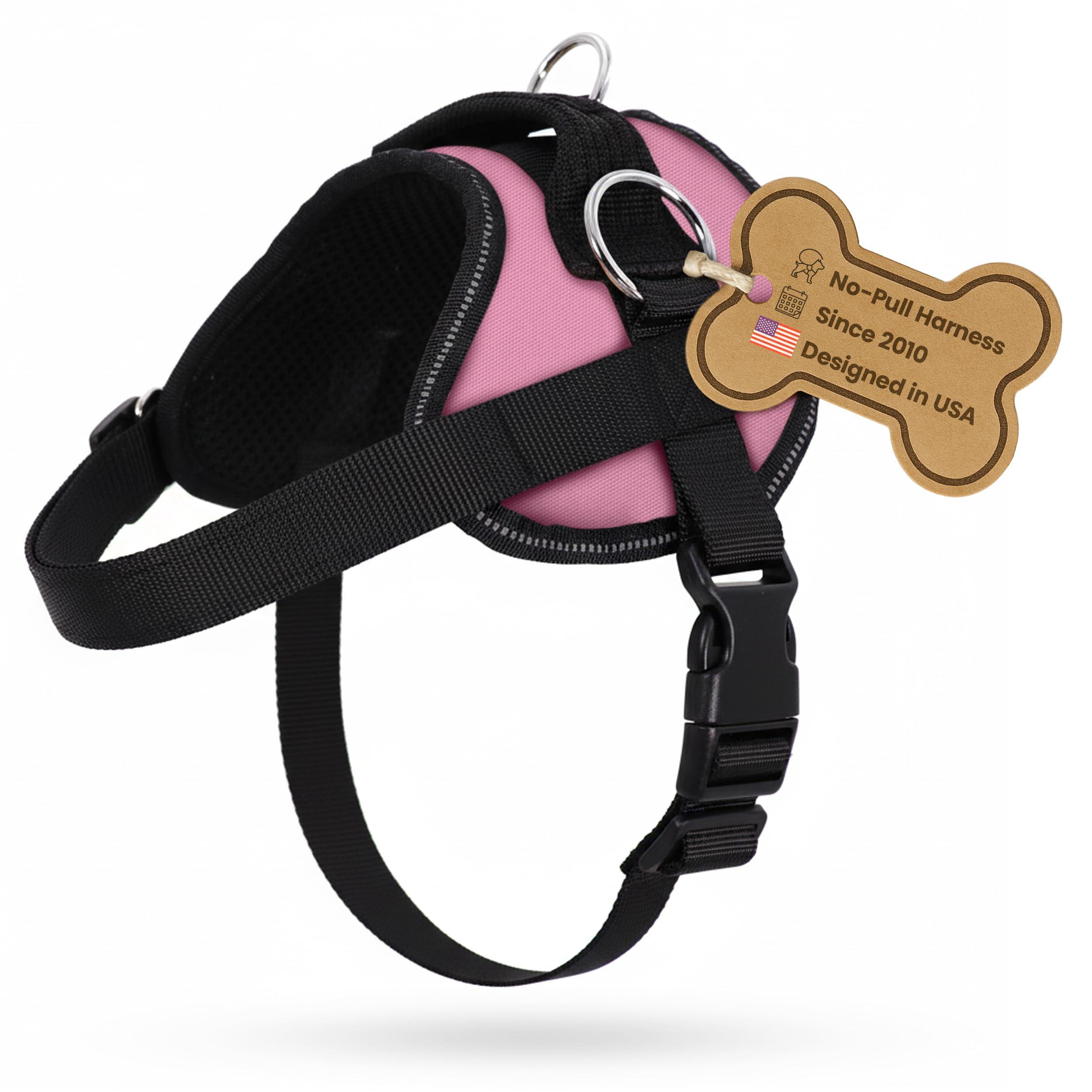 Bark Appeal Reflective No-Pull Dog Harness, Pastel Pink