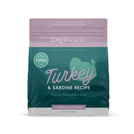 Green Juju Turkey & Sardine Extras Freeze-Dried Dog & Cat Food, 14-oz