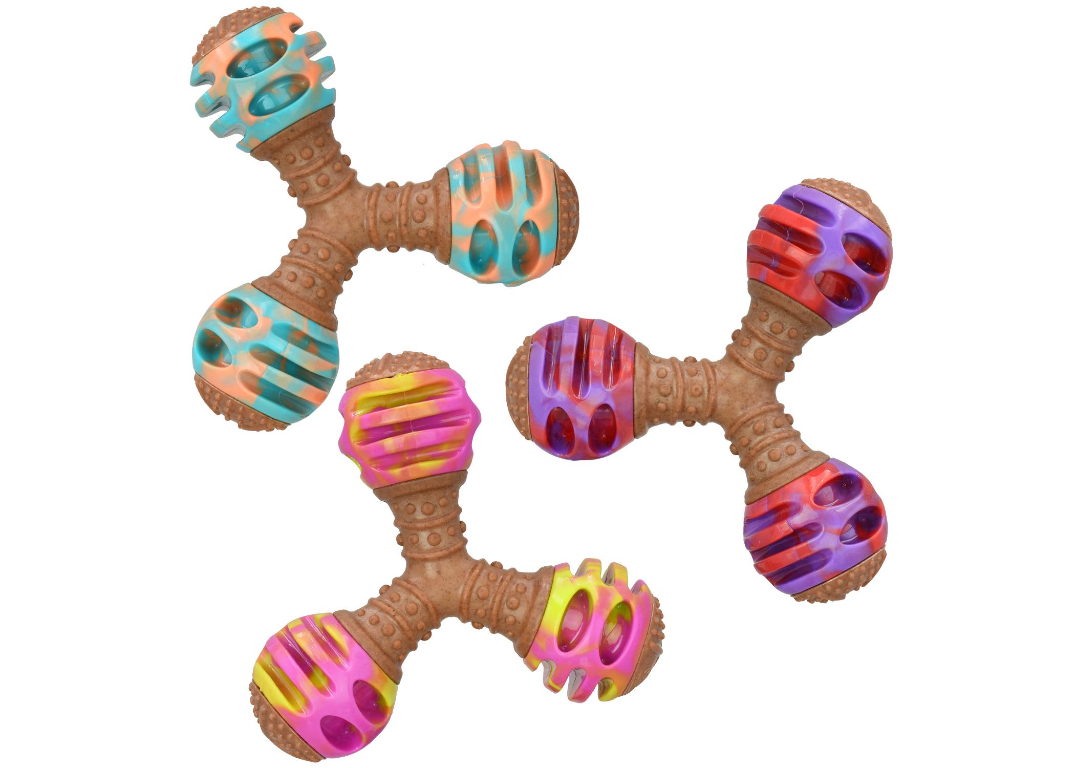 Multipet Giggle Chew Triple Dumbbell Dog Toy