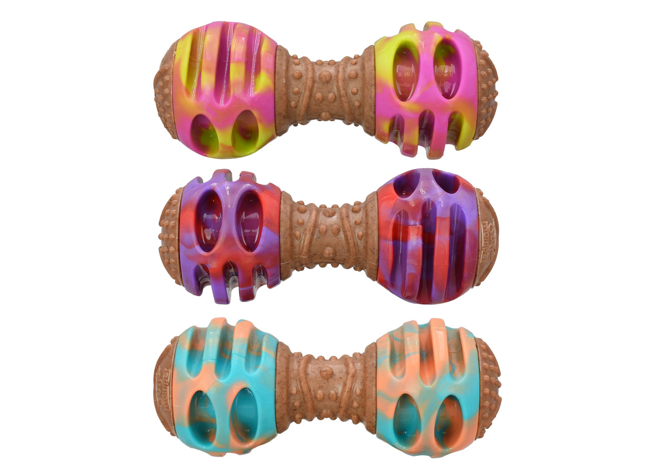 Multipet Giggle Chew Double Dumbbell Dog Toy, 5.5-in