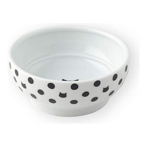 Necoichi Anti-Spill Cat Food Bowl, Polka Dot, 4.29 x 4.29 x 1.79-in
