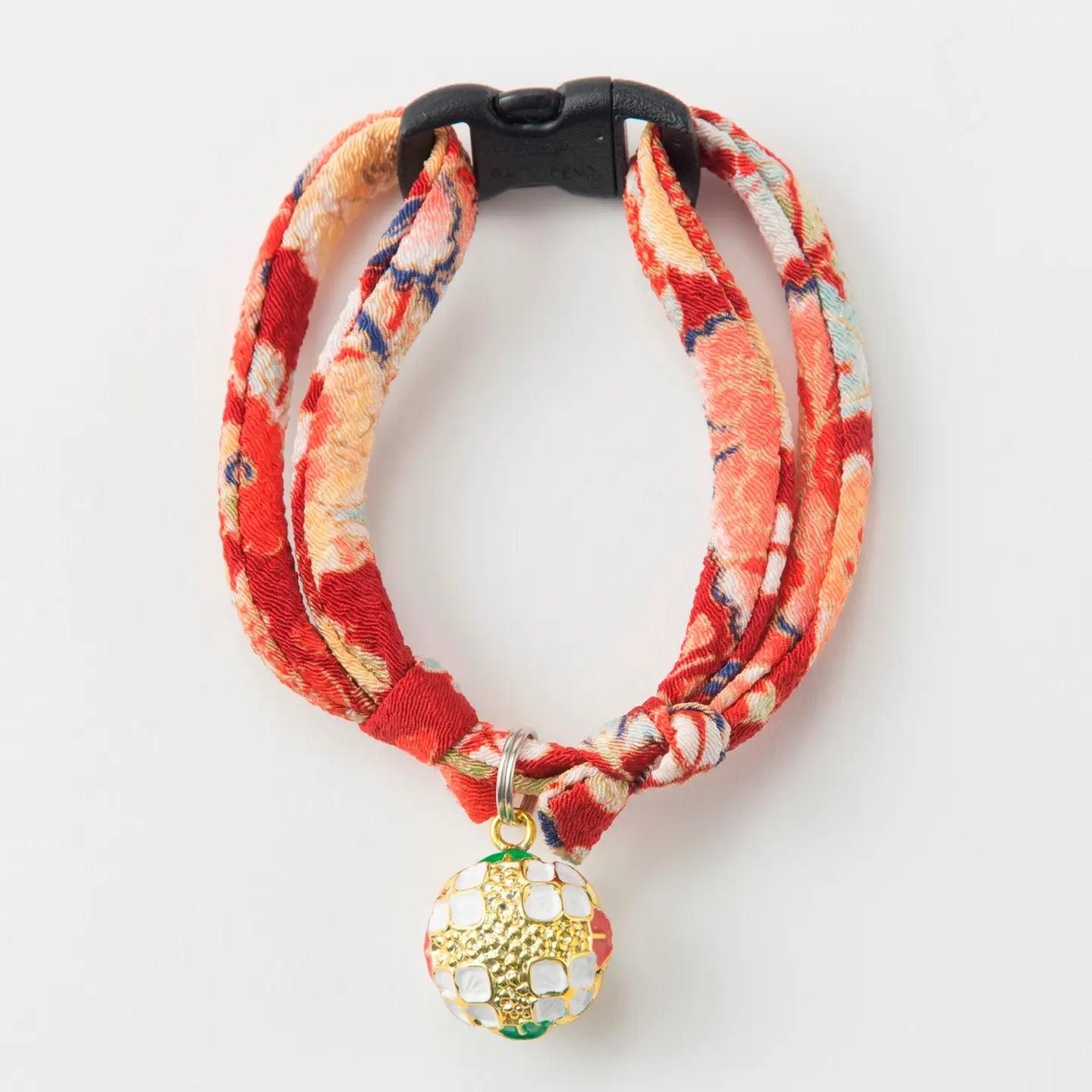 Necoichi Chirimen Temari Dynasty Cat Collar, Color Varies, 5.5-13-in