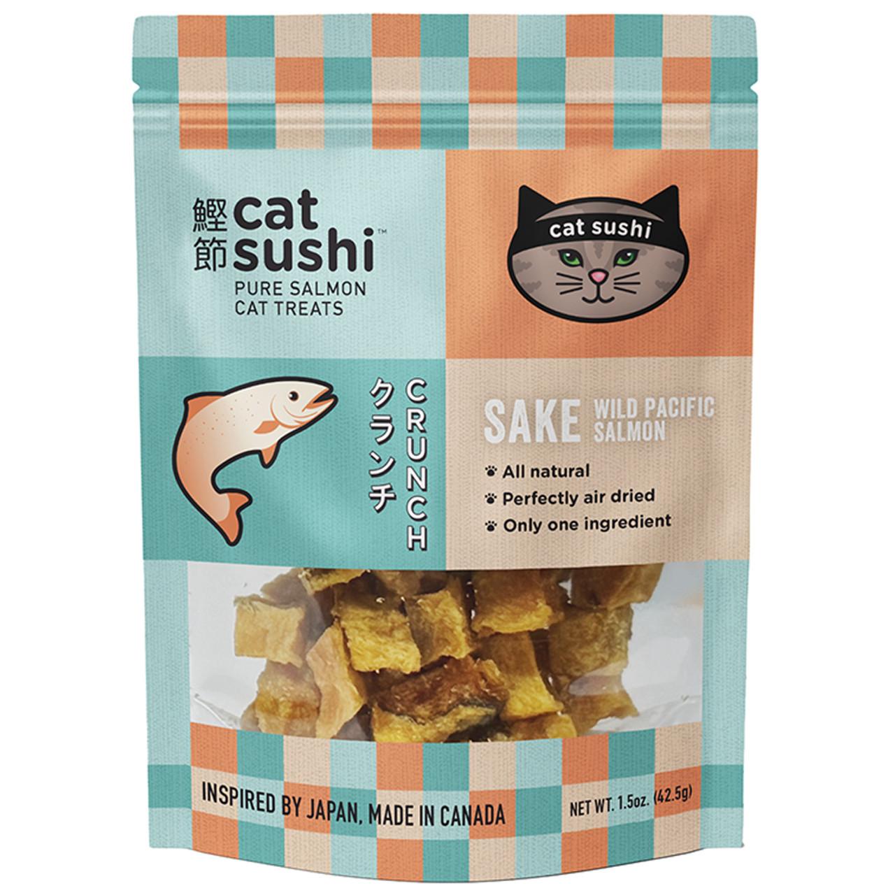 Earthly Pet Cat Sushi Sake Salmon Bites Crunchy Grain-Free Cat Treats, 1.5-oz