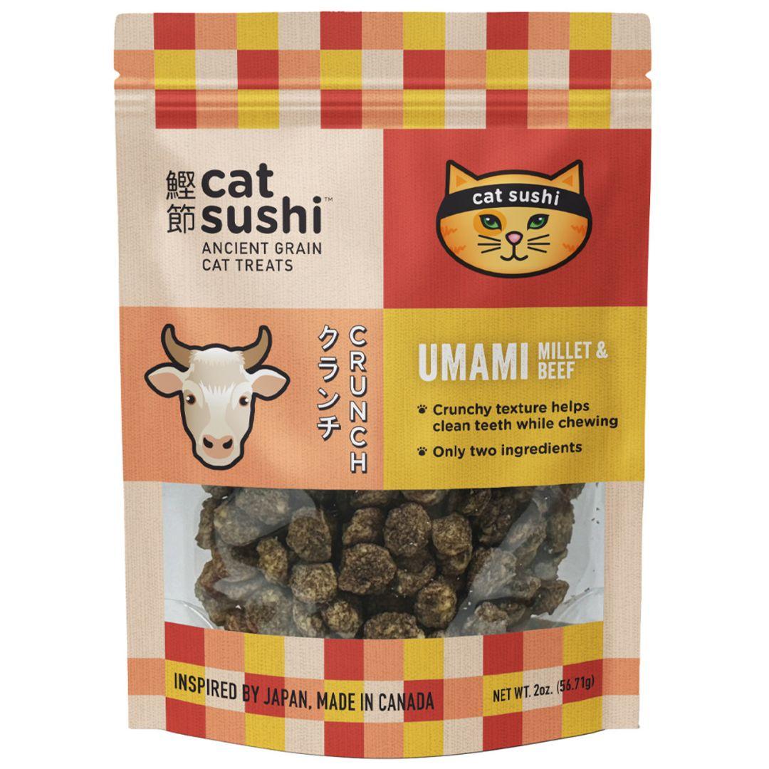 Earthly Pet Cat Sushi Umami Millet & Beef Puffs Crunchy Grain-Free Cat Treats