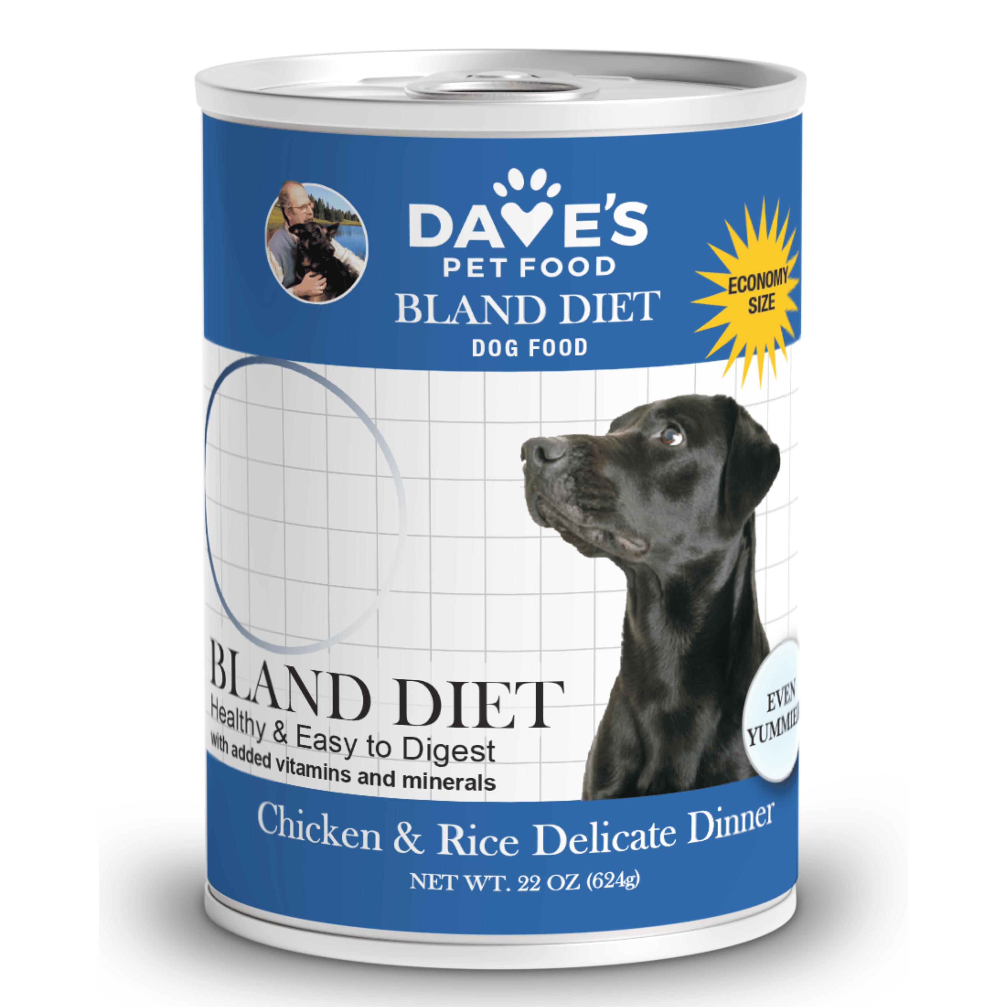 Dave's Pet Food Restricted Bland Diet Chicken & Rice Delicate Dinner Wet Dog Food Can, 22-oz